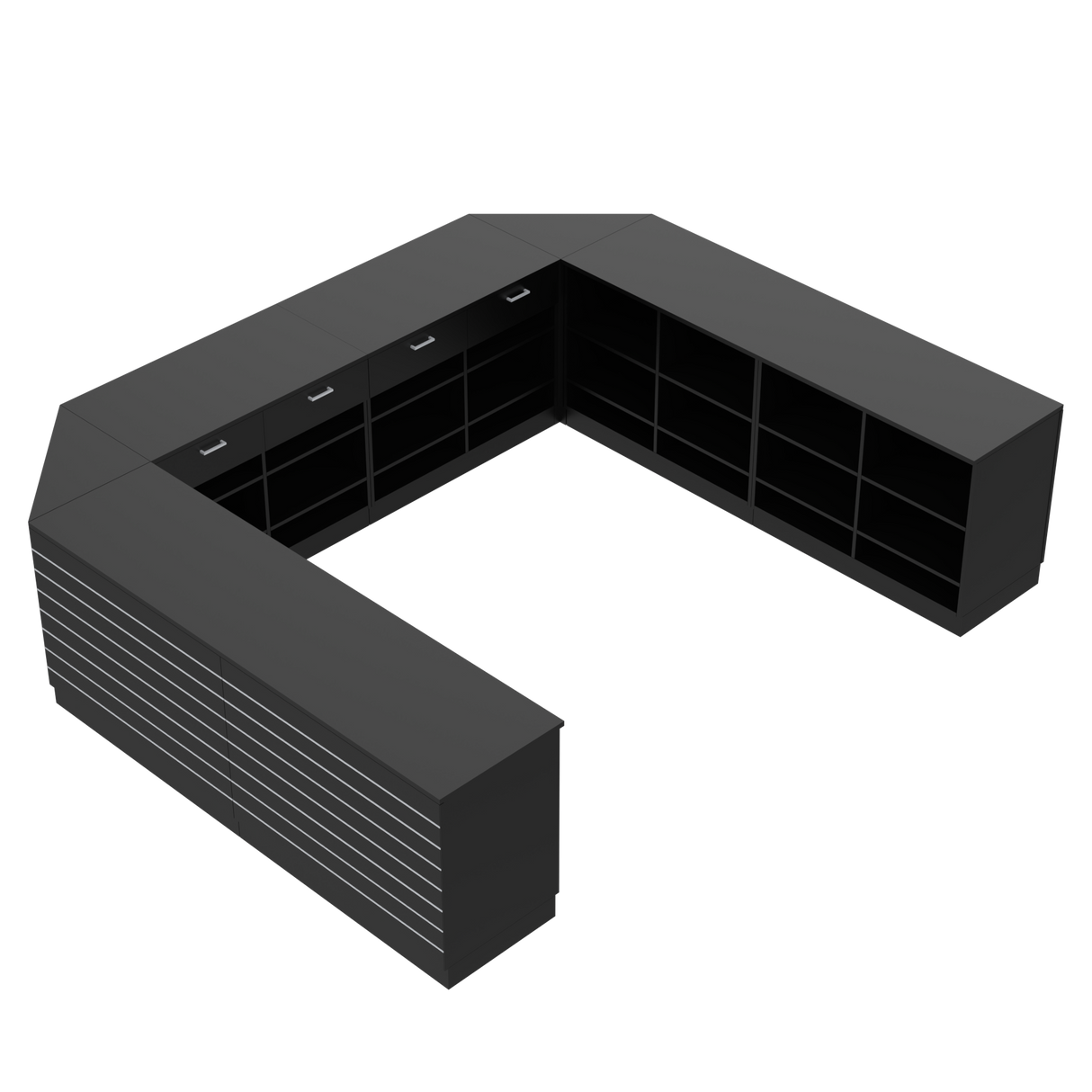 Detaljhandel Disk U-form, Svart/Svart, 300x360